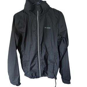 Columbia Mens Black Full Zip Windbreaker Jacket Lightweight Outdoor Coat Large
